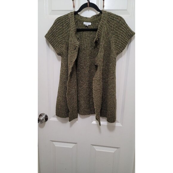 Charter Club Womens Green Button-Up Knit Short Sleeve Cardigan Sweater Vest size - Picture 6 of 8